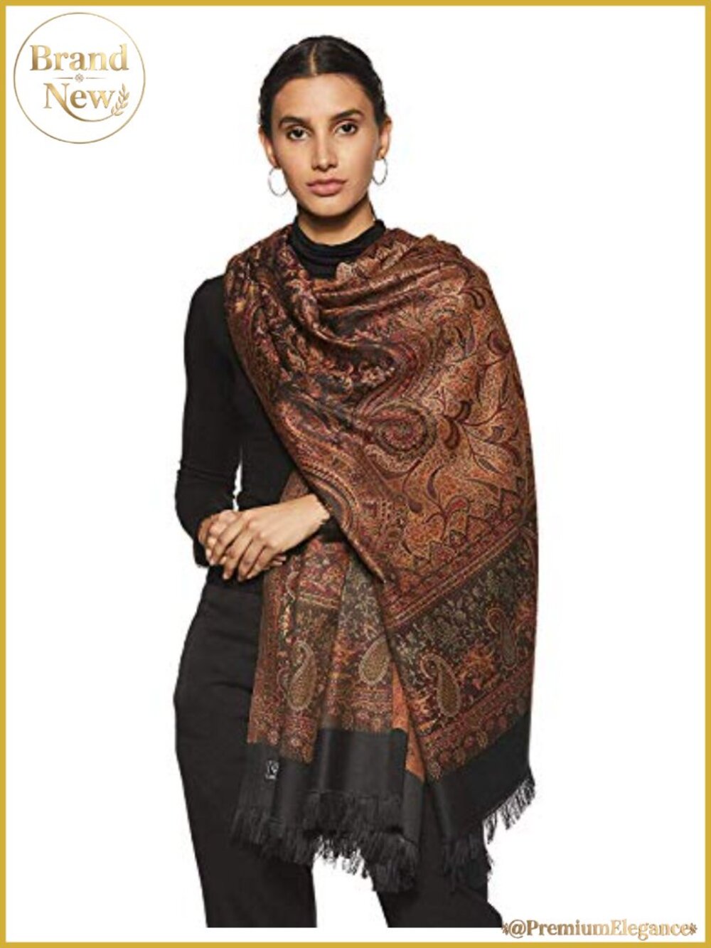Pashmina Wool Blend Woven Shawl Scarf Wrap Large 40x80 Handicraft